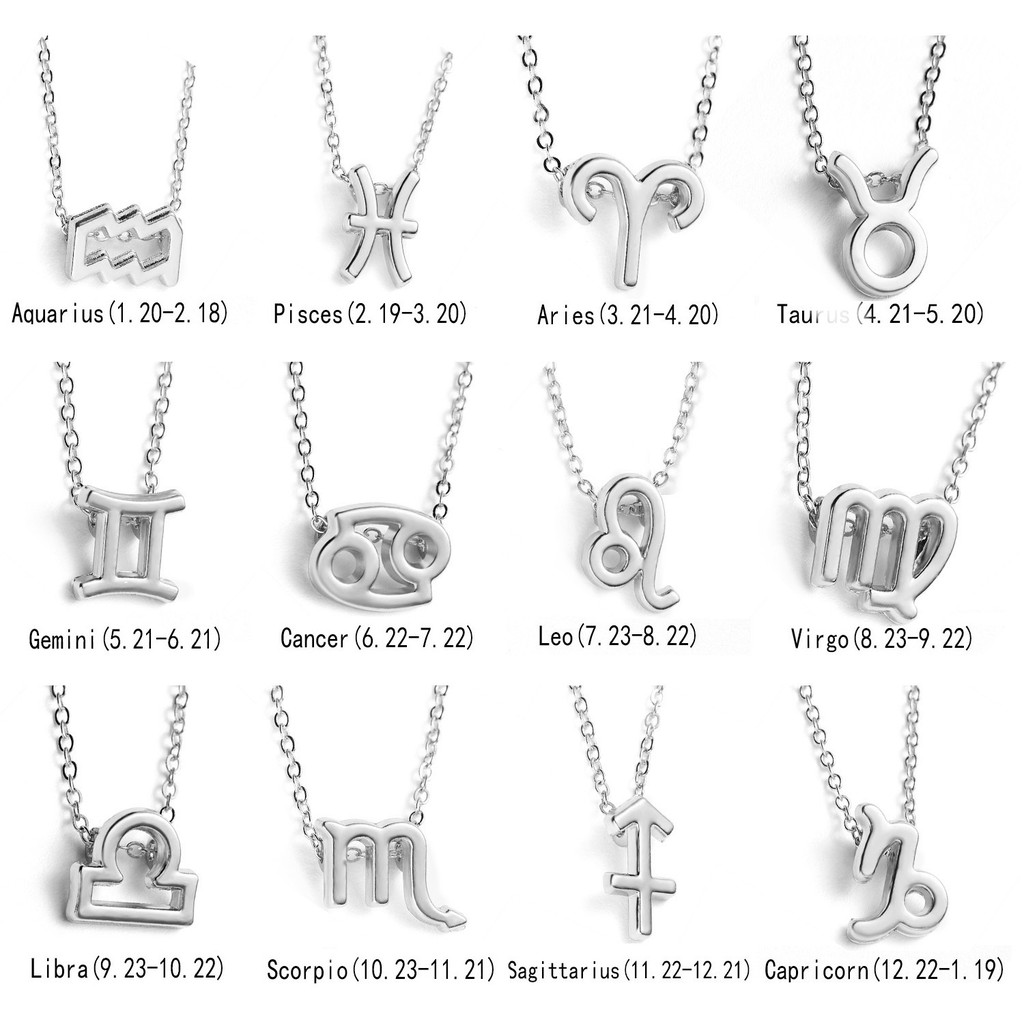 Kalung Clavicle Desain Simbol Zodiak Aksen Berlian Imitasi Untuk Wanita