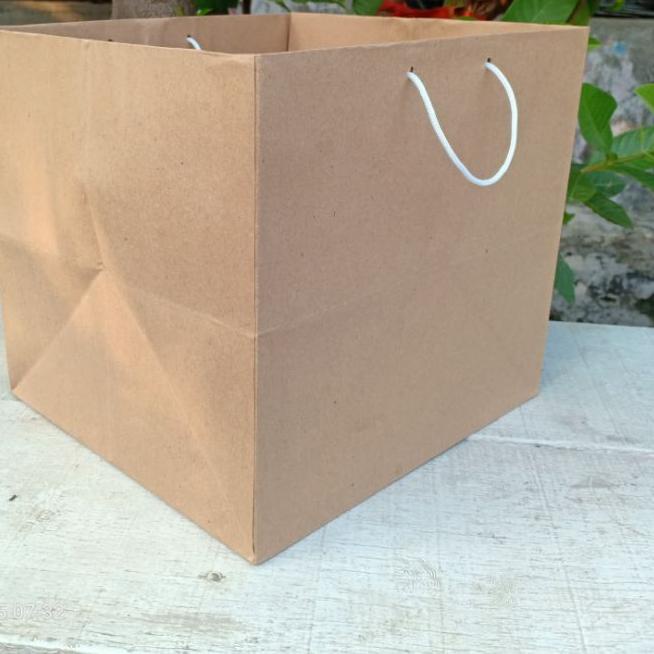 

℮ paperbag polos 25x25 box nasi/besek (Lusin) ➲