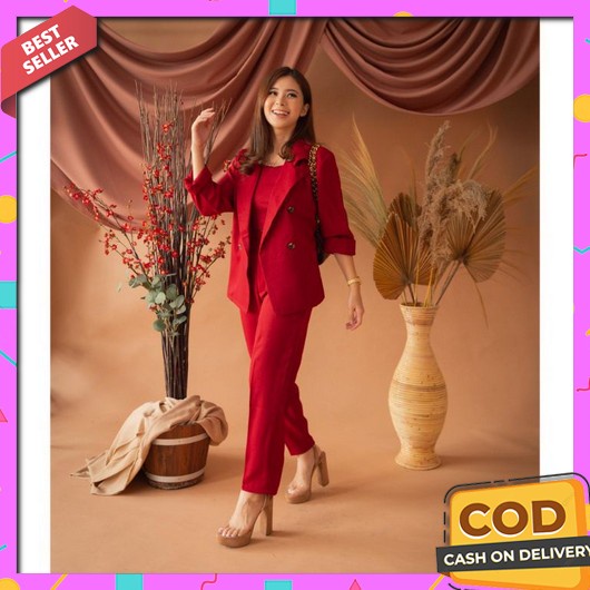 Setelan Blazer Wanita Korea / Setelan Jas Wanita Korea / Setelan Blaze Set Long Blazer Culotte / S