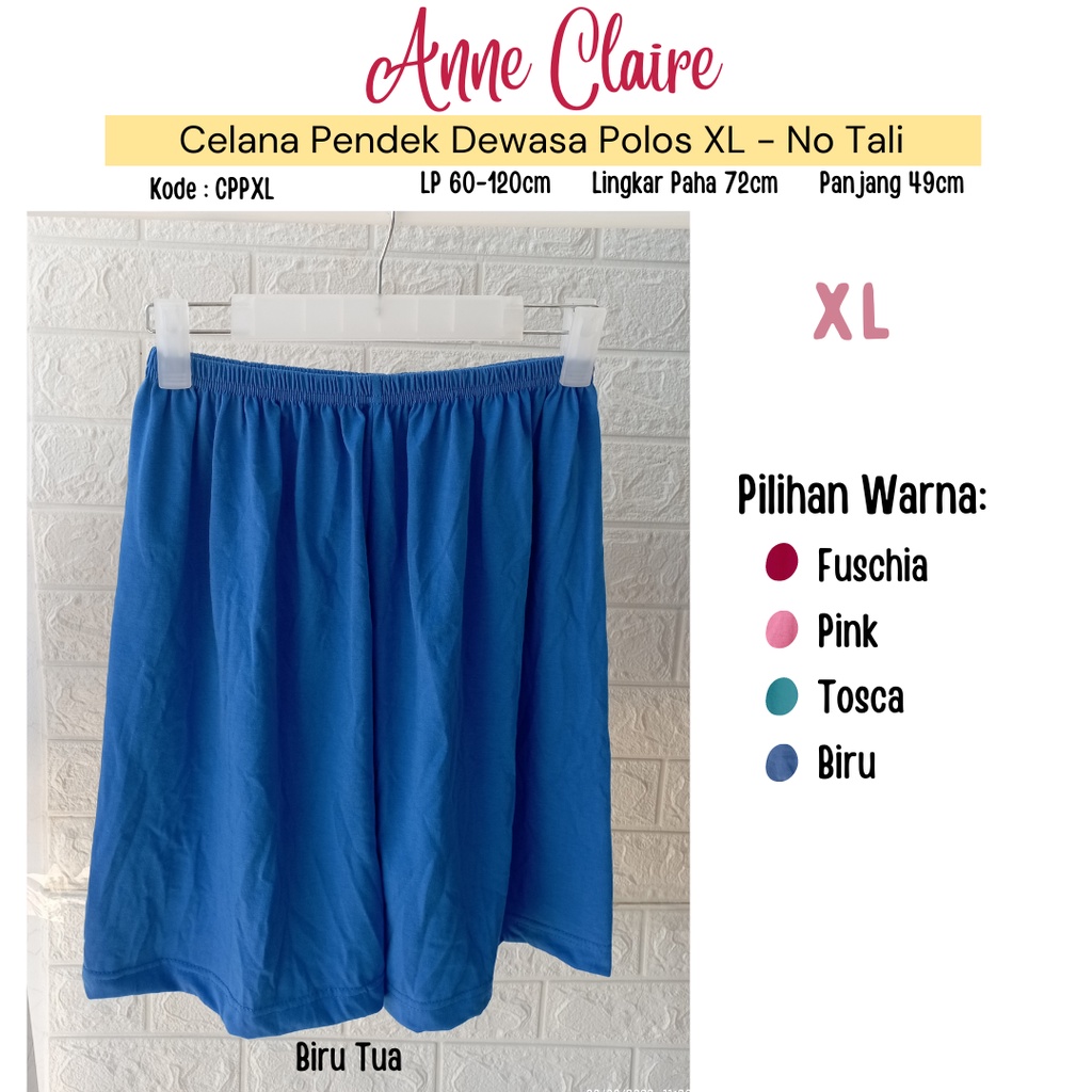 Celana Pendek Wanita Bahan Katun Kaos Jumbo Polos Short Pants Kolor Dewasa Pria Unisex Size XL Besar
