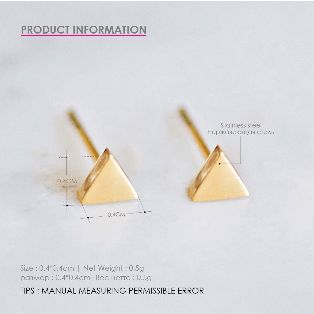 Anting Stud Bentuk Segitiga Kecil Bahan Stainless Steel Gaya Minimalis Untuk Wanita