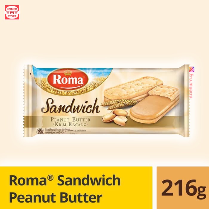 

Biskuit Roma Sandwich Peanut Butter Krim Kacang 216 gr TERMURAH