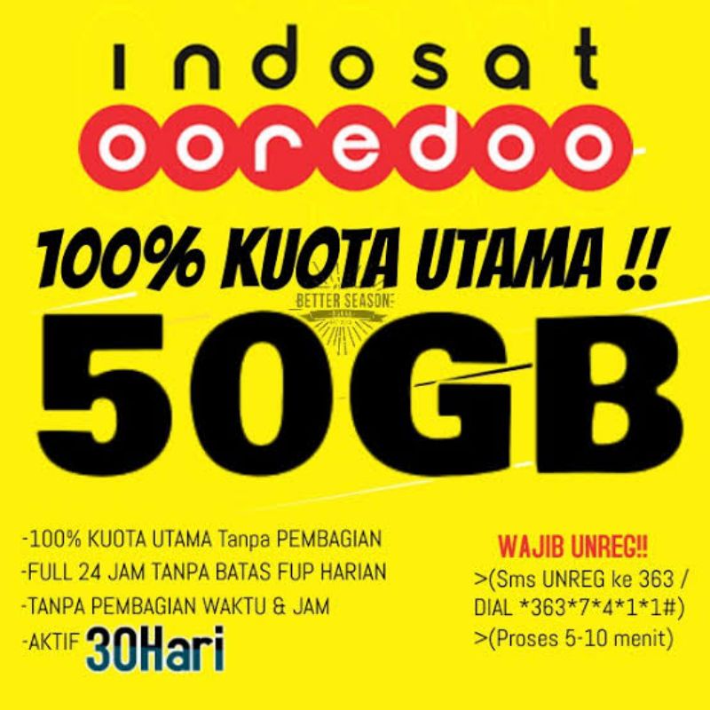 JUAL KOUTA INDOSAT 50GB - KOUTA UTAMA FULL 24JAM