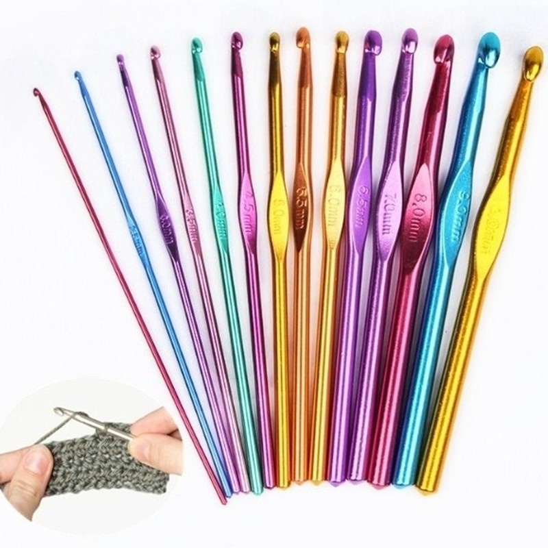 2.0mm-10.0mm Aluminium Crochet hook Merajut benang katun susu lembut