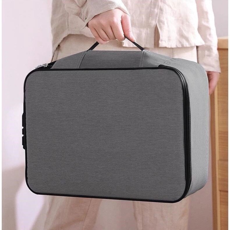 Tas Dokumen Tempat Penyimpanan File Travel Bag document Storage Box dengan Security Lock 3 Digit Pas