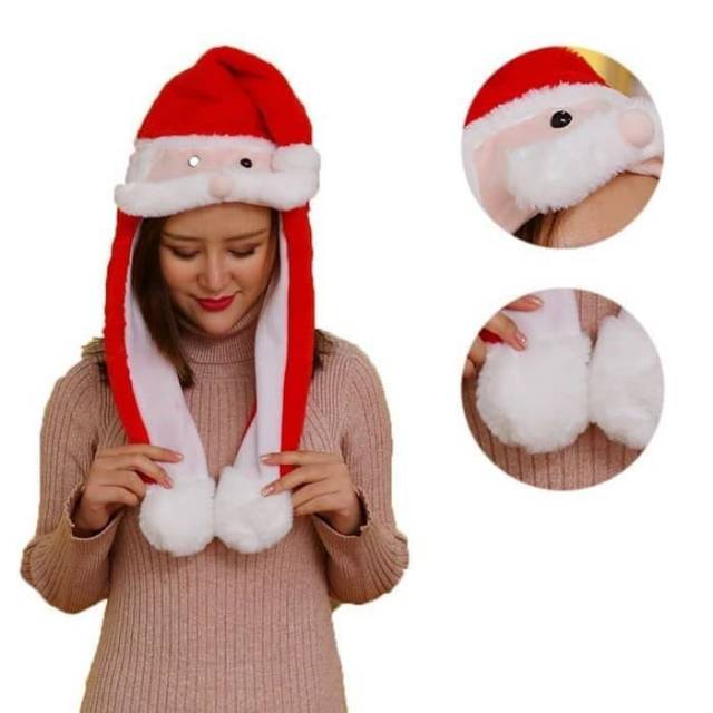 Bunny Hat model Santa Claus LED dan lampu topi natal merry christmas UNISEX cosplay Tiktok