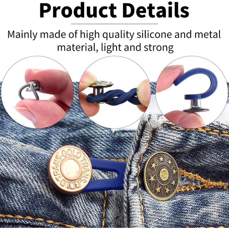 Papaozhu Adjustable Pants Waistline Size Changing Buckle Jeans Waist Tighten Instant Buttons Mengurangi Waist Extender Button Snap Pengikat Untuk Celana Jeans Celana Celana Rok