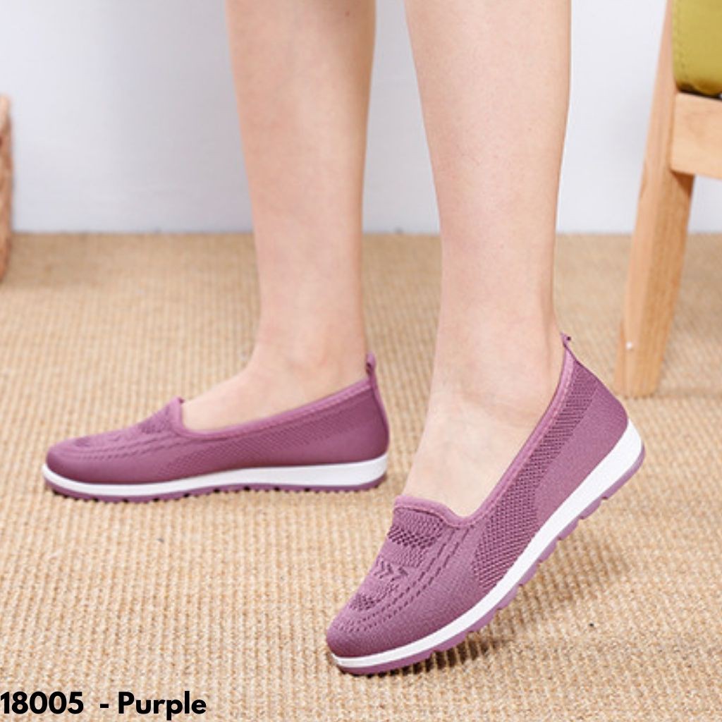 SEPATU PANSUS WANITA CASUAL PRAKTIS FLATSHOES KERJA HITAM PURPLE REMAJA DEWASA KEKINIAN IMPORT 18005