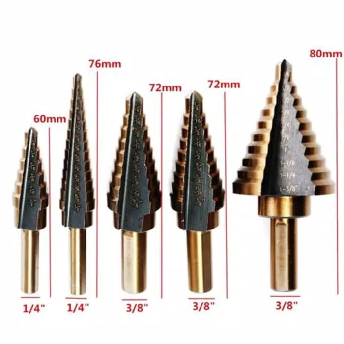 Mata Bor Pagoda 50 Step Multi Step Cone Drill HSS Cobalt set 5pc MPG50