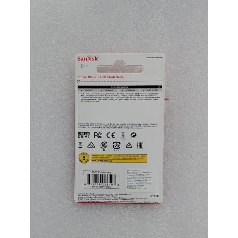 Sandisk cruzer blade 32gb original usb 2.0