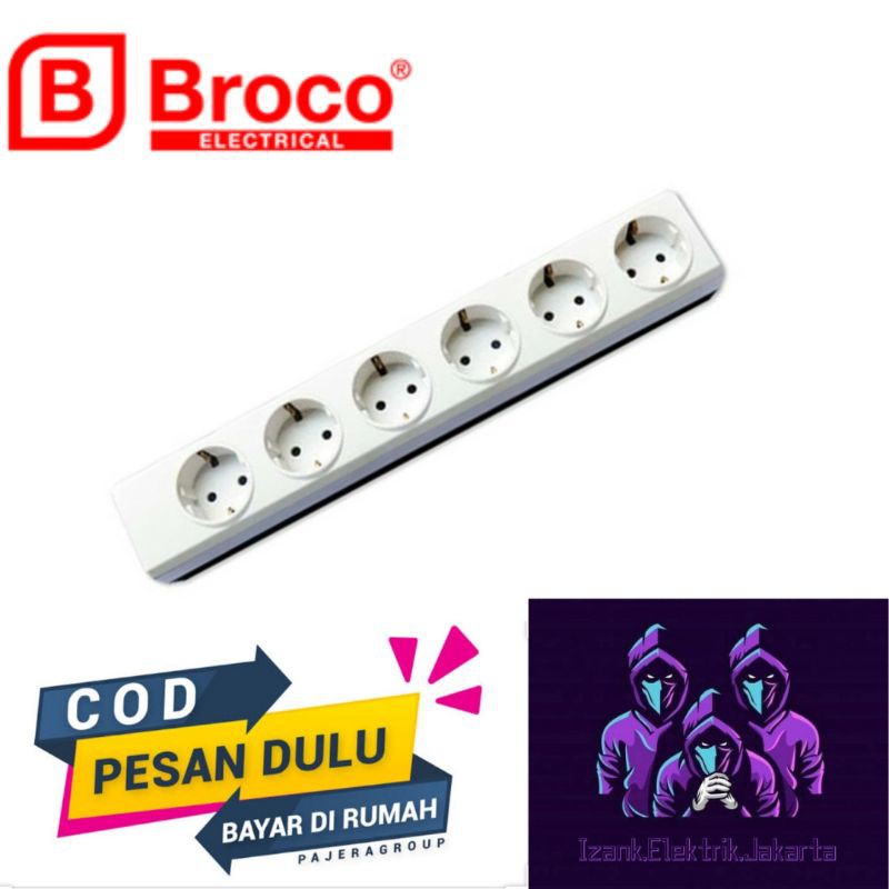 STOP KONTAK BROCO 6 LOBANG TERMINAL COLOKAN 6 LUBANG