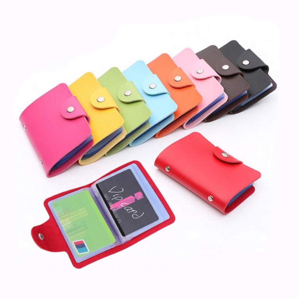 BRGUNIK Dompet Kartu Lipat 24 Slot Card Holder Mini Bahan Kulit D016