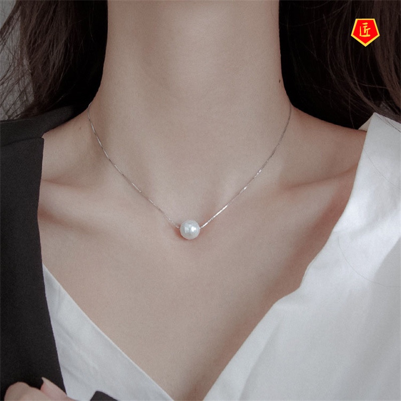 [Ready Stock]S925 Silver Freshwater Pearl Necklace Elegant Simple Korean Style