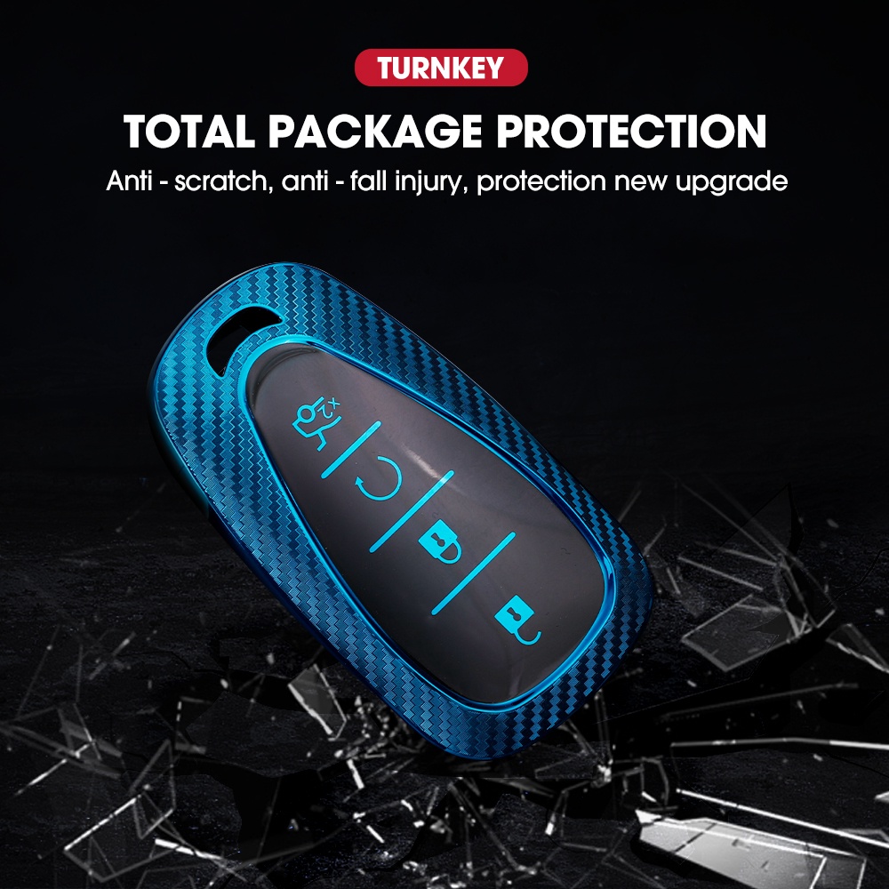 Casing Kunci Remote Mobil Bahan Karbon Fiber Untuk Chevrolet Camaro Cruze Malibu