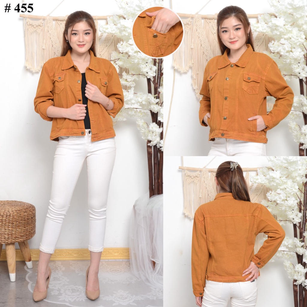 ( Bisa COD ) MC girl Jaket Jeans Warna Kuning Kunyit / Jaket Jeans Mustard / Jaket Polos Kuning Tua 