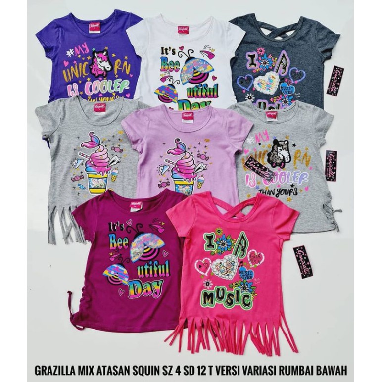 KAOS ANAK GRAZIELLA MIX 100K/3PCS