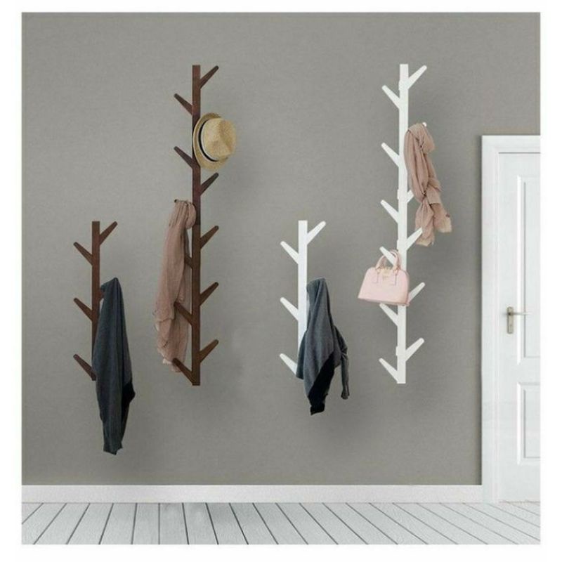 Gantungan baju dinding hanger kayu holder topi handuk kayu