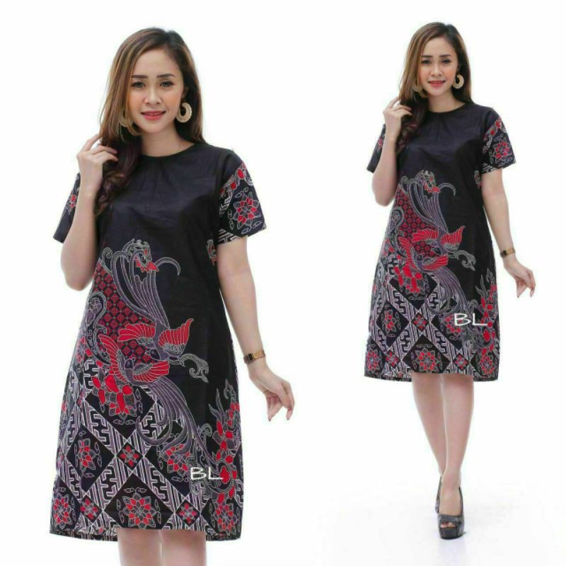 DRESS BATIK WANITA DRESS WANITA MODERN LENGAN PENDEK BAJU KANTOR WANITA KEKINIAN