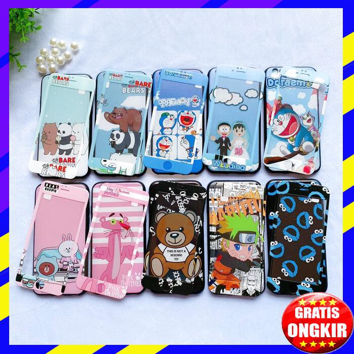 ACC HP SOFTCASE + TEMPERED GLASS OPPO REALME C2 DORAEMON PANDA BEARS