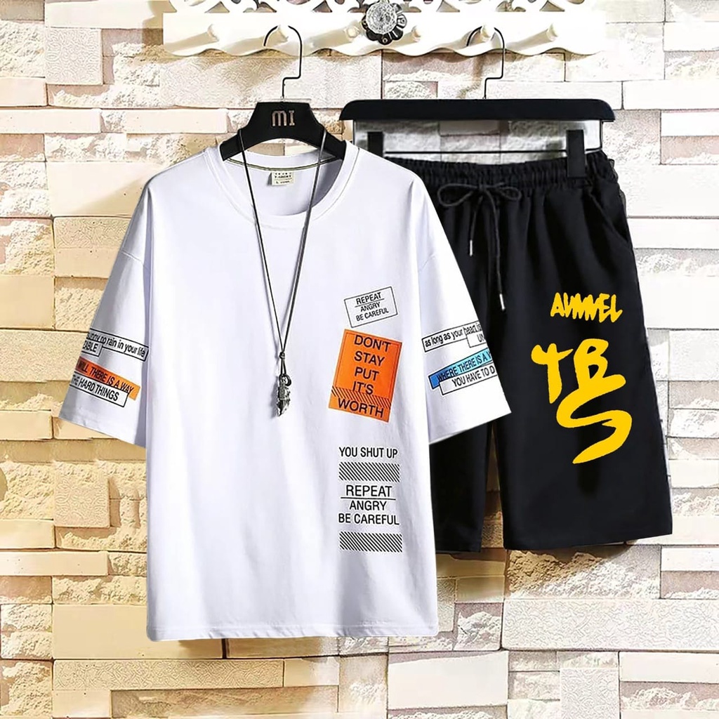 COD-setelan pria baju+celana pakaian pria set terbaru fordande setelan santai-animos