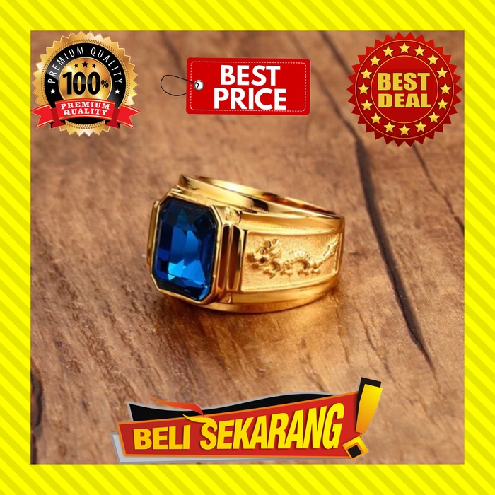 CINCIN PRIA SILVER BATU BLUE PERAK TITANIUM SAPHIRE NATURAL TOPAZ C44