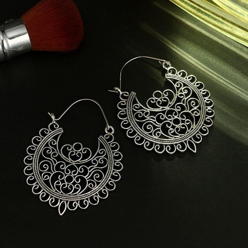 Lily Hoop Earring Boho Antik Liontin Bunga Ear Studs