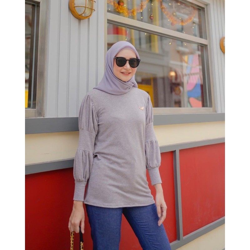 Knit Twotone Blouse Shakila Blouse Top by Mylady Hijab My Lady Hijab, Alamanda Top by Wearing Klamby