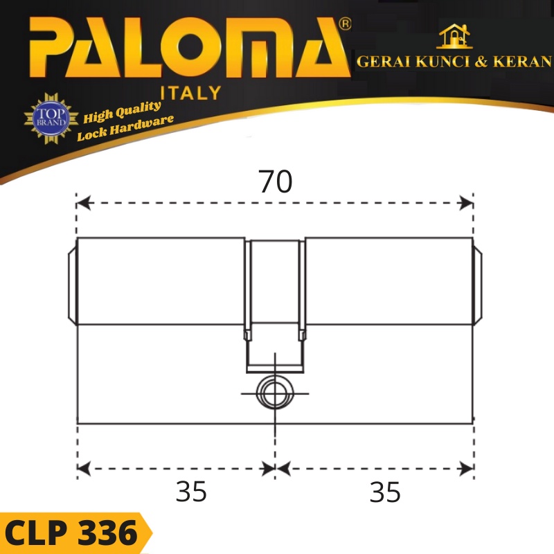 KUNCI Double Cylinder PALOMA CLP 336 DELUXE 70MM HITAM MATT BLACK