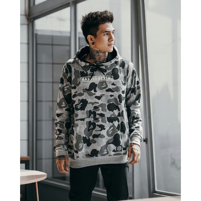 Sweater Hoodie Salviohexia Loreng Camo Jaket Pria Slvhx