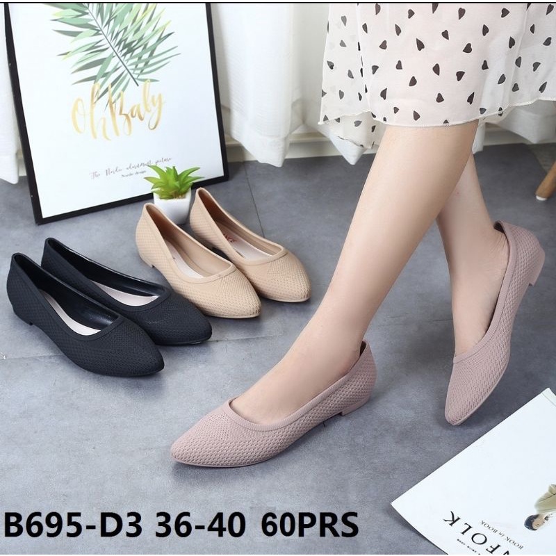 SEPATU WEDGES BALANCE KARET WANITA 695-D3 LENTUR HAK 1 CM