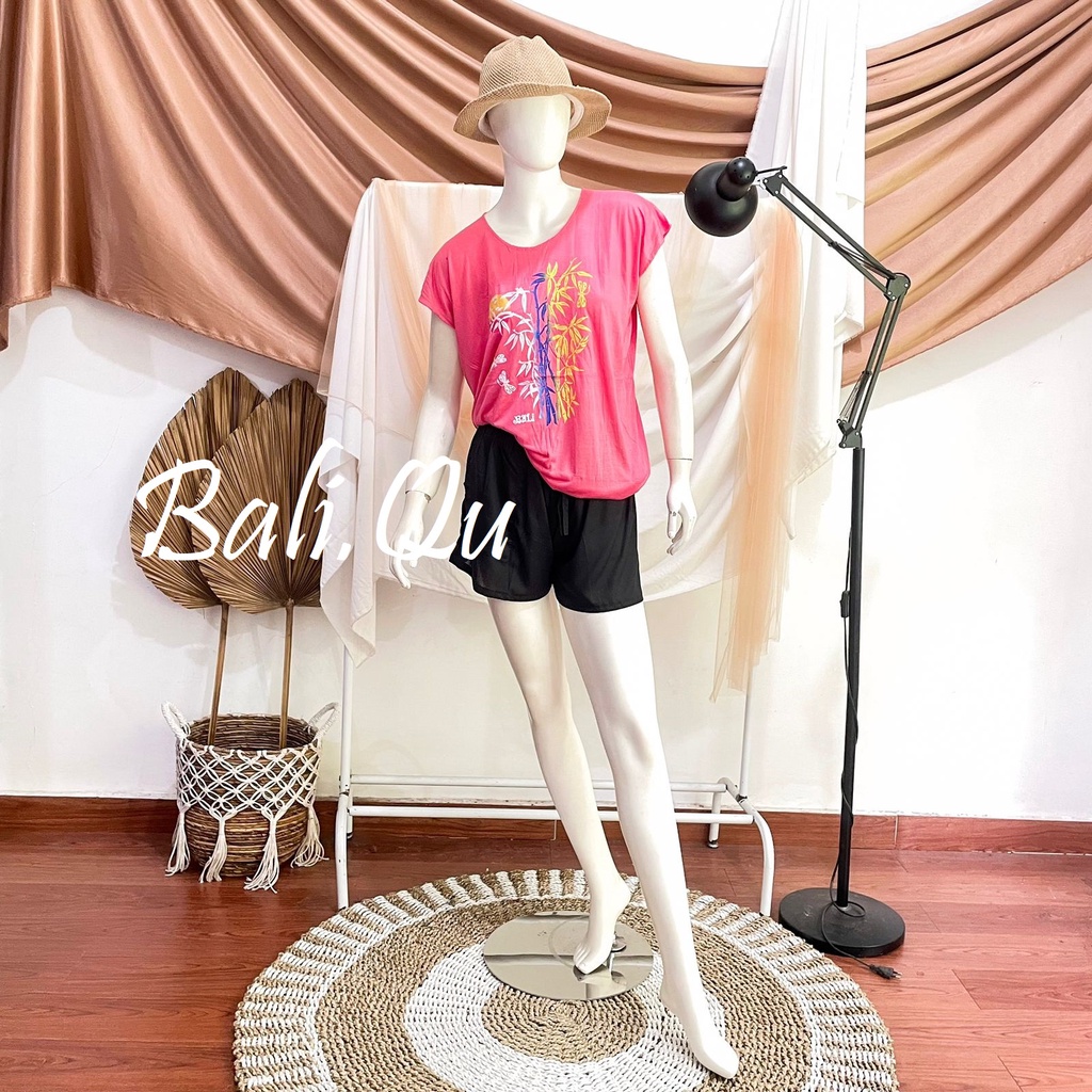 Baju Atasan Kaos Bambu Bali XL Kain Halus-PEACH