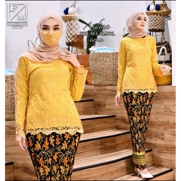 SET BLOUSE ANDINA / KEBAYA BRUKAT / KEBAYA MODERN / OUTFIT BAJU PESTA KEKINIAN / FM