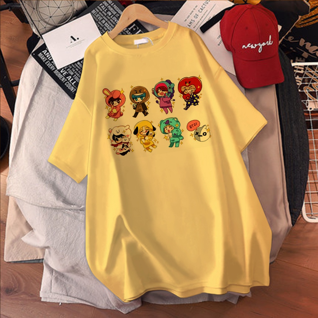 CALVIERO SHOP - BAJU KAOS WANITA DEWASA PRINT CASUAL BT21 TINYTAN