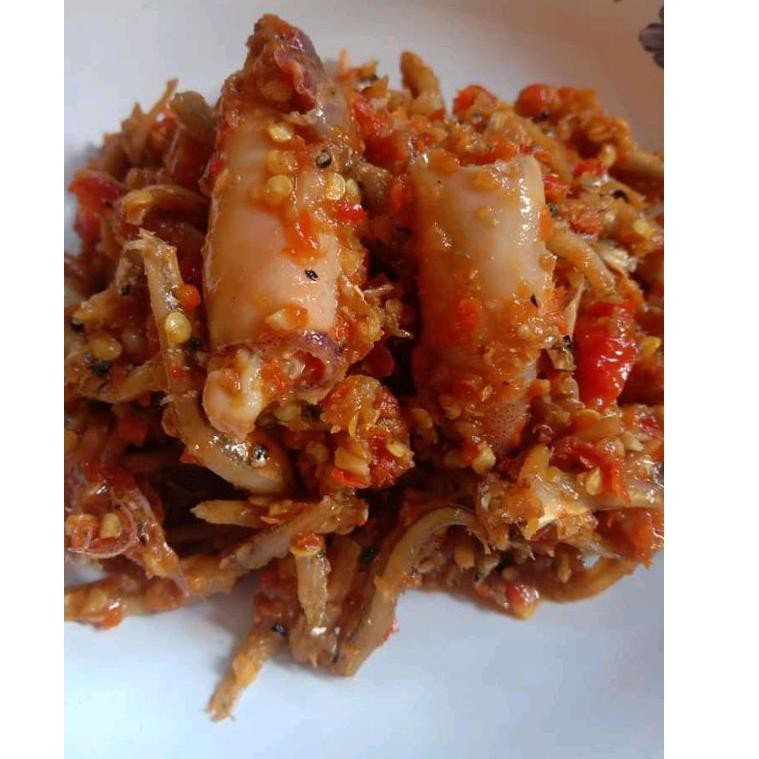 

Popull3r.Khak Sambal Mercon Cumi Teri Pedas Gurih Aroma rempah 120gr.Q H4rga_gr0sir