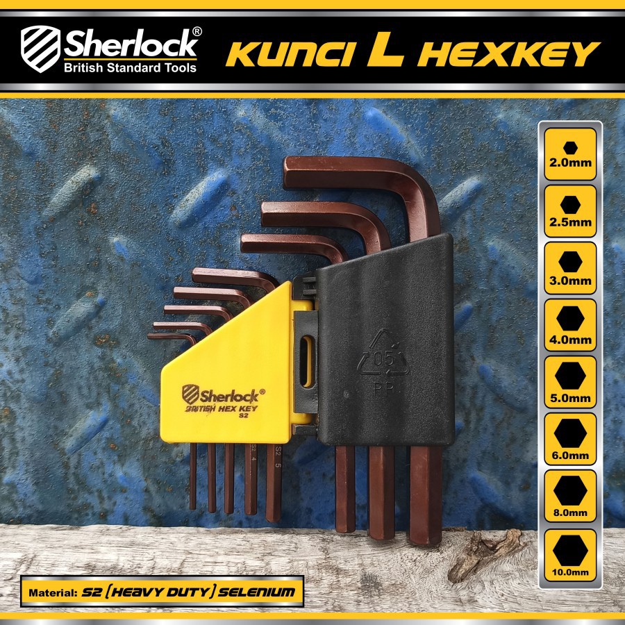 Kunci L Set 8 pcs mm Pendek Original Sherlock Kunci L Set Hexkey