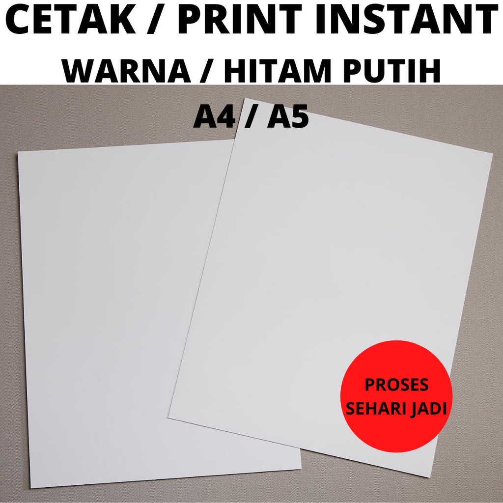 

Cetak / Print Kertas HVS Termurah A4 / F4 70gsm Warna Hitam Putih