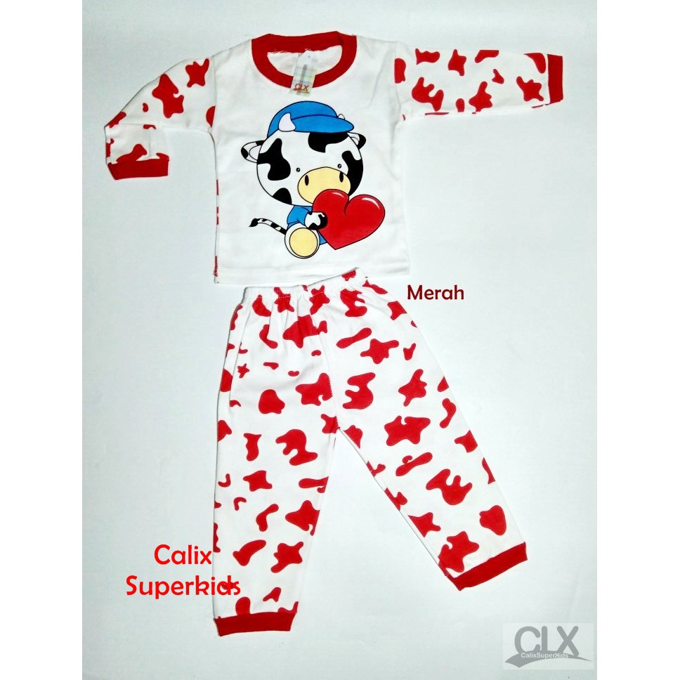 Piyama Anak Baby 1-3Thn Lovely Cow  Baju Tidur Setelan Laki Laki Perempuan