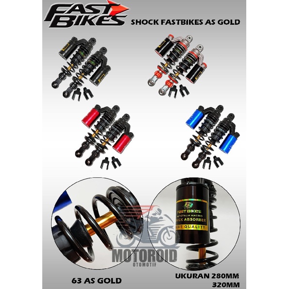 SHOCK BREAKER DUAL TABUNG ATAS SHOCK FASTBIKES BEBEK UNIVERSAL TIANG AS GOLD