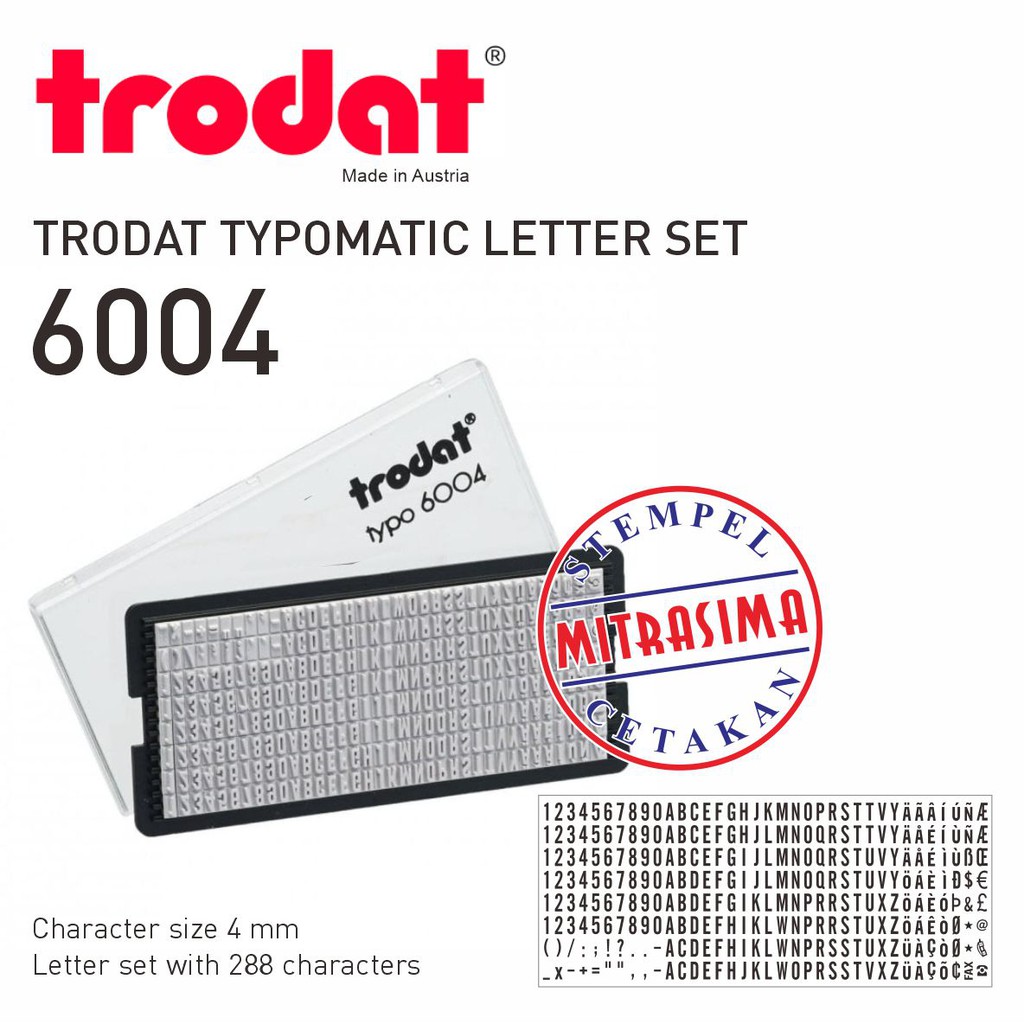 

Trodat 6004 ( Typomatic Letter Set - Huruf, angka untuk stempel typo ) JunDW