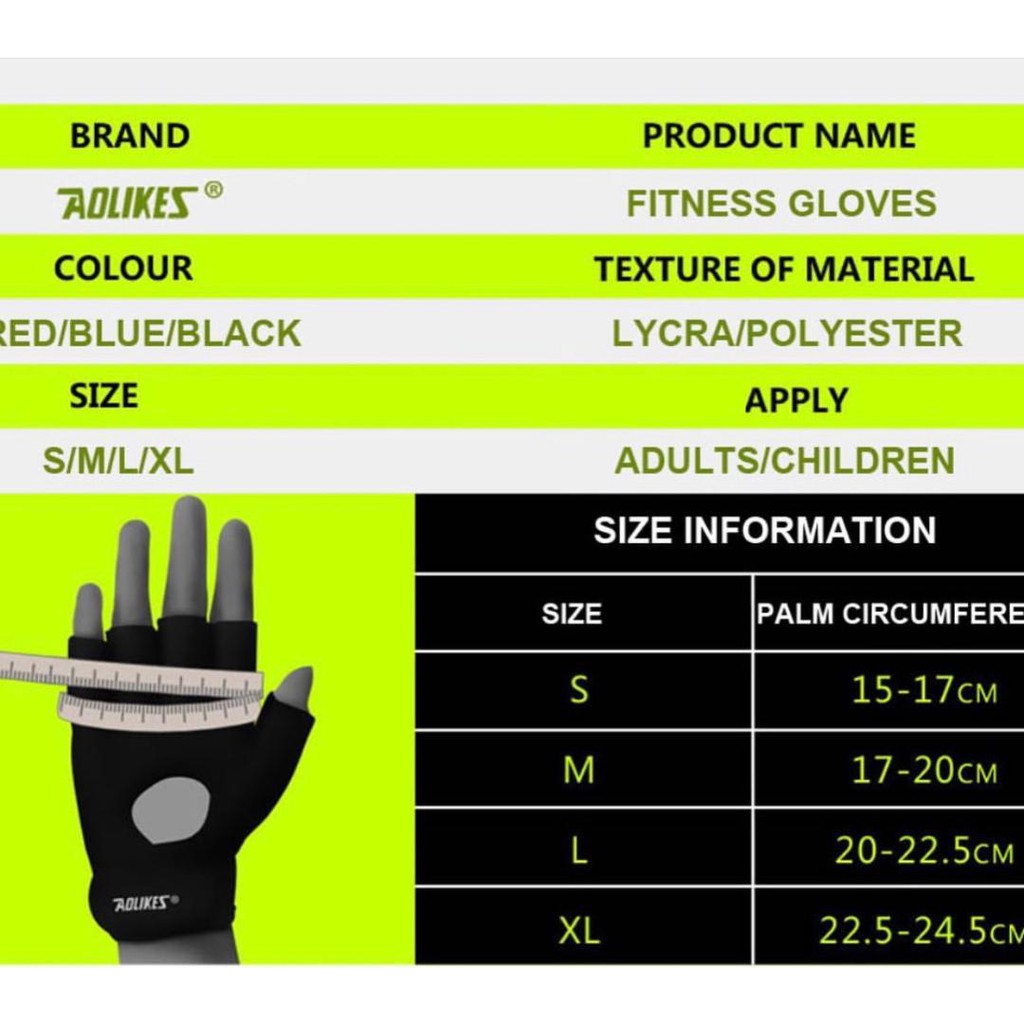 AOLIKES 1679 Neoprene Gloves / Sport Fitness Gloves Gym - Sarung Tangan Olahraga Fitness GYM Sepeda