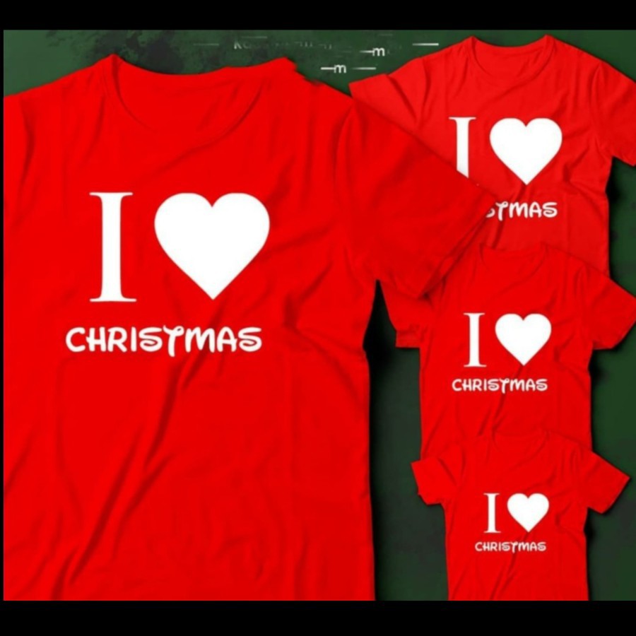 KAOS NATAL I LOVE CHRISTMAS BAJU NATAL MERRY CHRISTMAS KATUN COMBED 30S