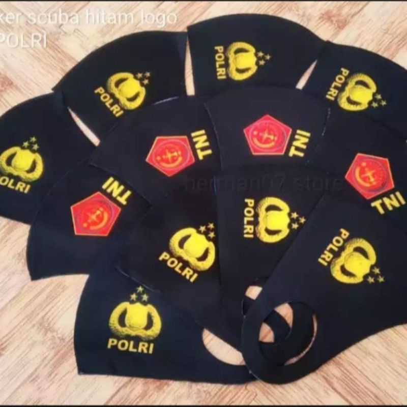 masker SCUBA TNI POLRI MASKER bordir sablon logo TNI POLRI 36rb isi :11pcs