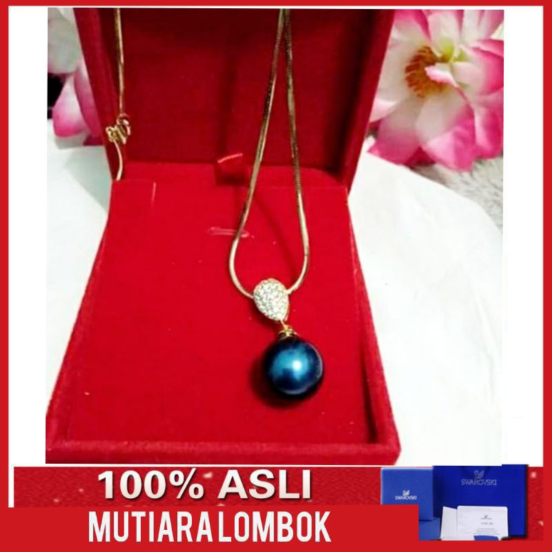 kalung liontin mutiara lombok perhiasan mutiara air tawar asli pashion wanita kalung mutiara lombok