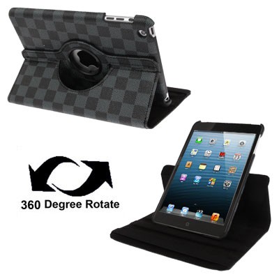 SS5207 - LV 360 ROTATE LEATHER CASE IPAD MINI 1 / 2 / 3 BLACK