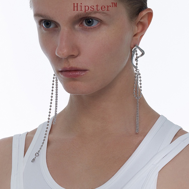 Cold Wind Spider Tassel Asymmetric Design Long Advanced Generous Earrings