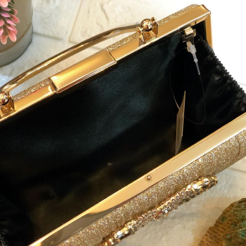 Tas Pesta LILIAN Embellished Crystal Box Clutch