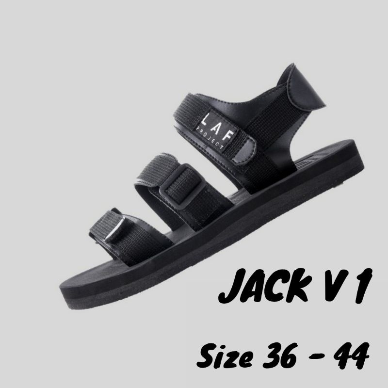 Sandal Gunung Pria Wanita Hiking Traveling laf jack v1 full black 36 -44