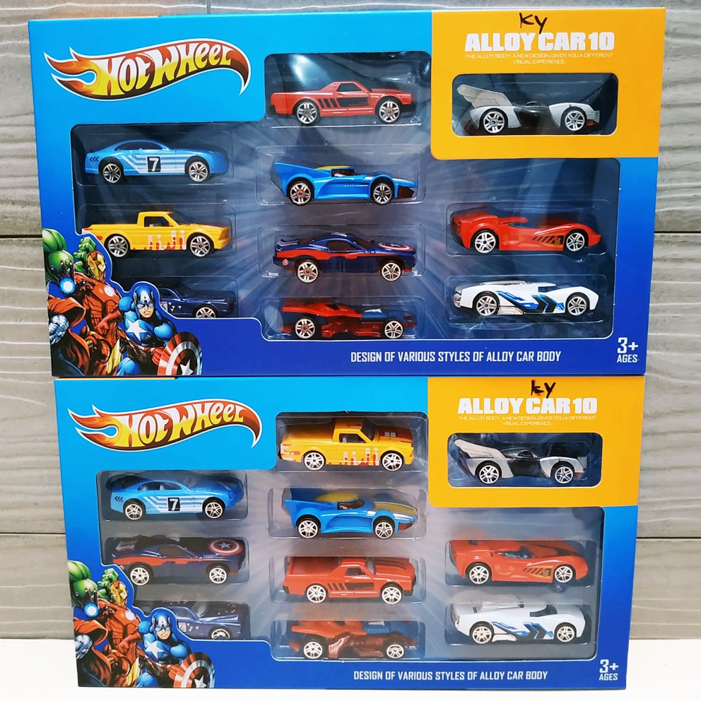 Hot Wheel Avengers 10in1 Mainan Diecast Alloy Car Isi 10 Mobil Superhero Mini