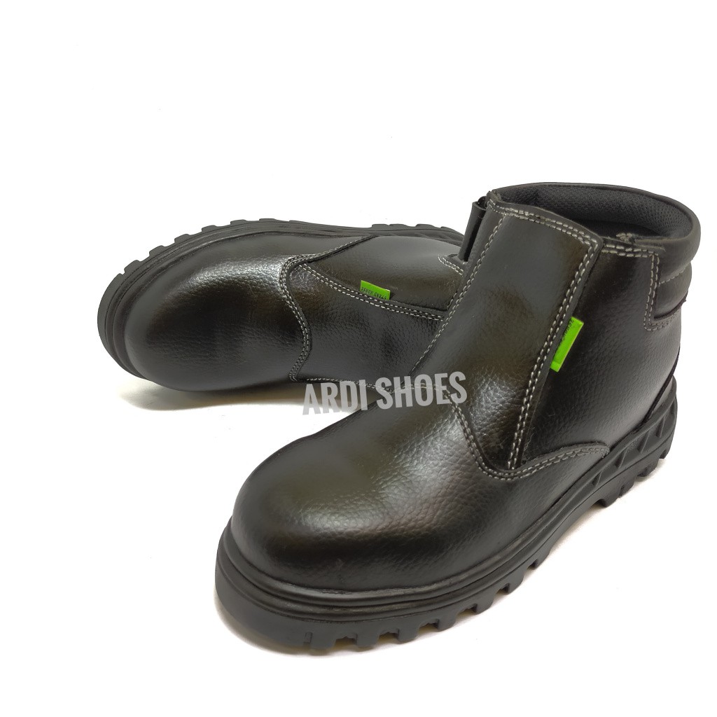 Sepatu Safety Boots Pria Kulit Sintetis Septi Ujung Besi Sepatu Cowok Sefty Proyek dan Pabrik