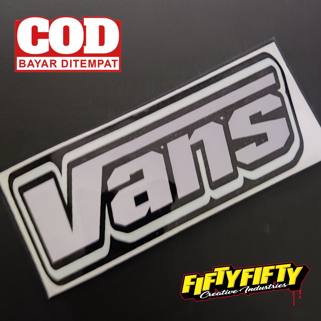 Stiker Print Cut VANS Stiker Printing Laminasi Glossy Stiker Motor Mobil Helm Sudah Membentuk Pola Desain